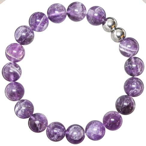 Bracelet en améthyste à chevrons - Perles rondes 8 mm