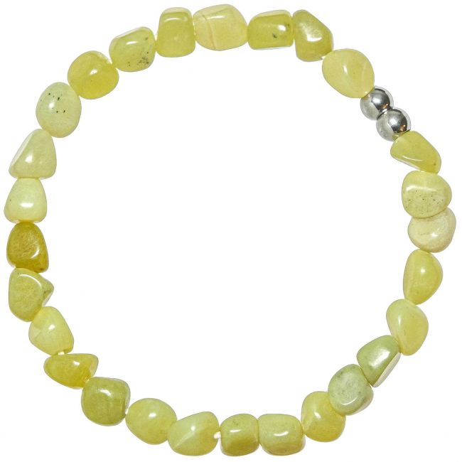 Bracelet en serpentine jaune - Perles pierres roulées 5 à 8 mm)