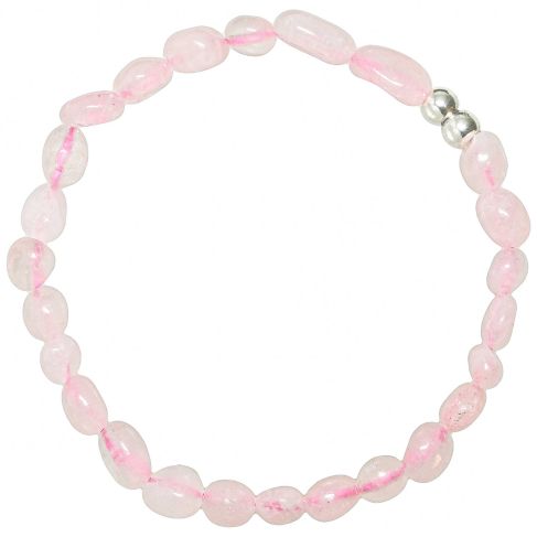 Bracelet en quartz rose - Perles pierres roulées 5 à 8 mm