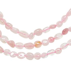Bracelet en quartz rose - Perles pierres roulées 5 à 8 mm