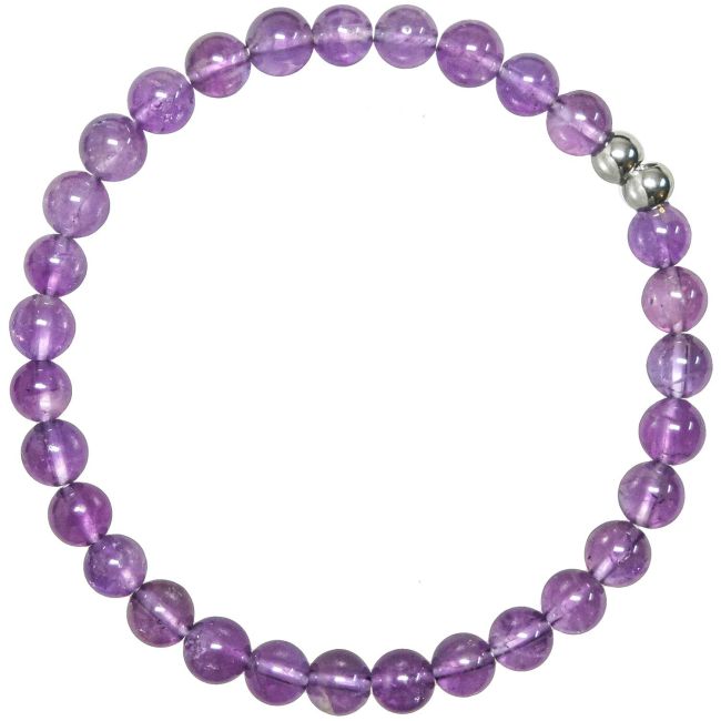 Bracelet en améthyste - Perles rondes 6 mm