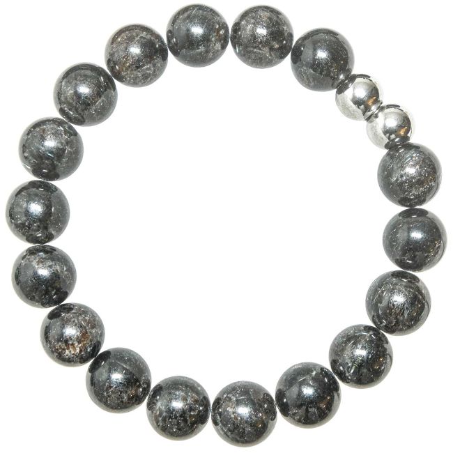 Bracelet en astrophyllite - Perles pierres rondes 10mm