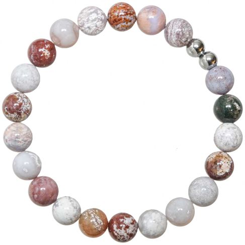 Bracelet en jaspe océan - Perles rondes 8 mm