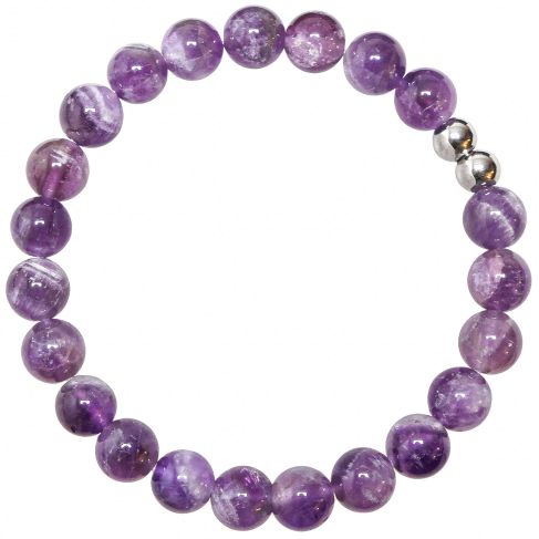 Bracelet en améthyste à chevrons - Perles rondes 6 mm