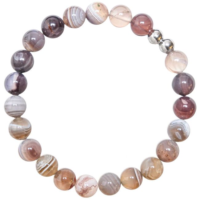 Bracelet en agate de Botswana - Perles rondes 8 mm