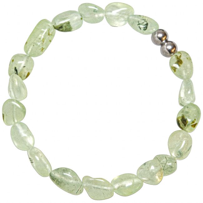 Bracelet en préhnite épidote - Perles roulées 8 à 12 mm