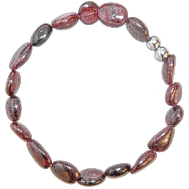 Bracelet en grenat almandin - Perles roulées 8 à 12 mm