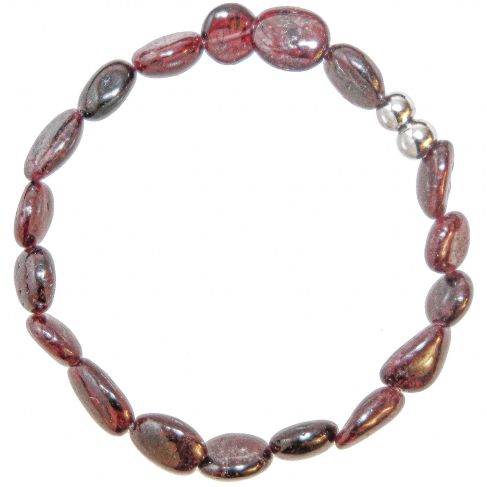 Bracelet en grenat almandin - Perles roulées 8 à 12 mm