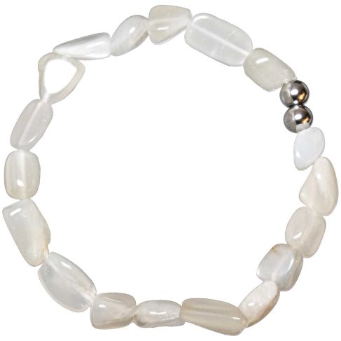 Bracelet en pierre de lune blanche - Perles roulées 8 à 12 mm