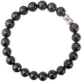 Bracelet en spinelle noire - Perles rondes 8 mm