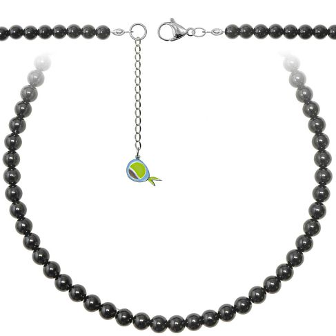 Collier en onyx noir  - Perles rondes 6 mm - 38 cm