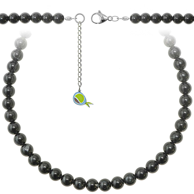 Collier en onyx noir  - Perles rondes 8 mm - 38 cm