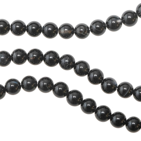 Collier en onyx noir  - Perles rondes 8 mm - 38 cm