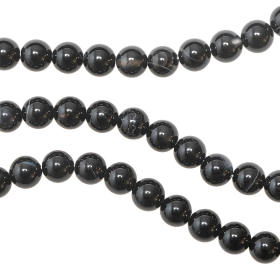Collier en onyx noir  - Perles rondes 8 mm - 60 cm