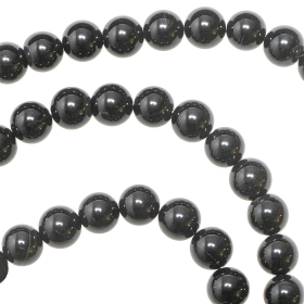 Collier en onyx noir  - Perles rondes 10 mm - 38 cm