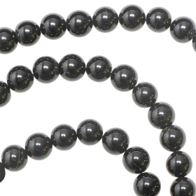 Collier en onyx noir  - Perles rondes 10 mm - 43 cm