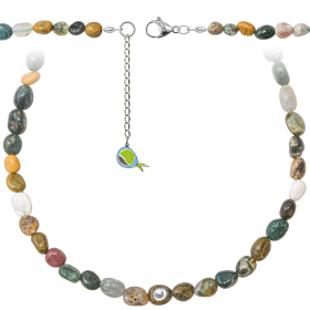 Collier en jaspe océan - Perles roulées 5 à 8 mm - 43 cm