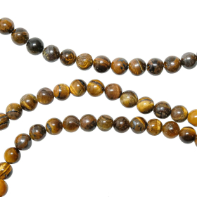 Collier en oeil de tigre - Perles rondes 6 mm - 50 cm