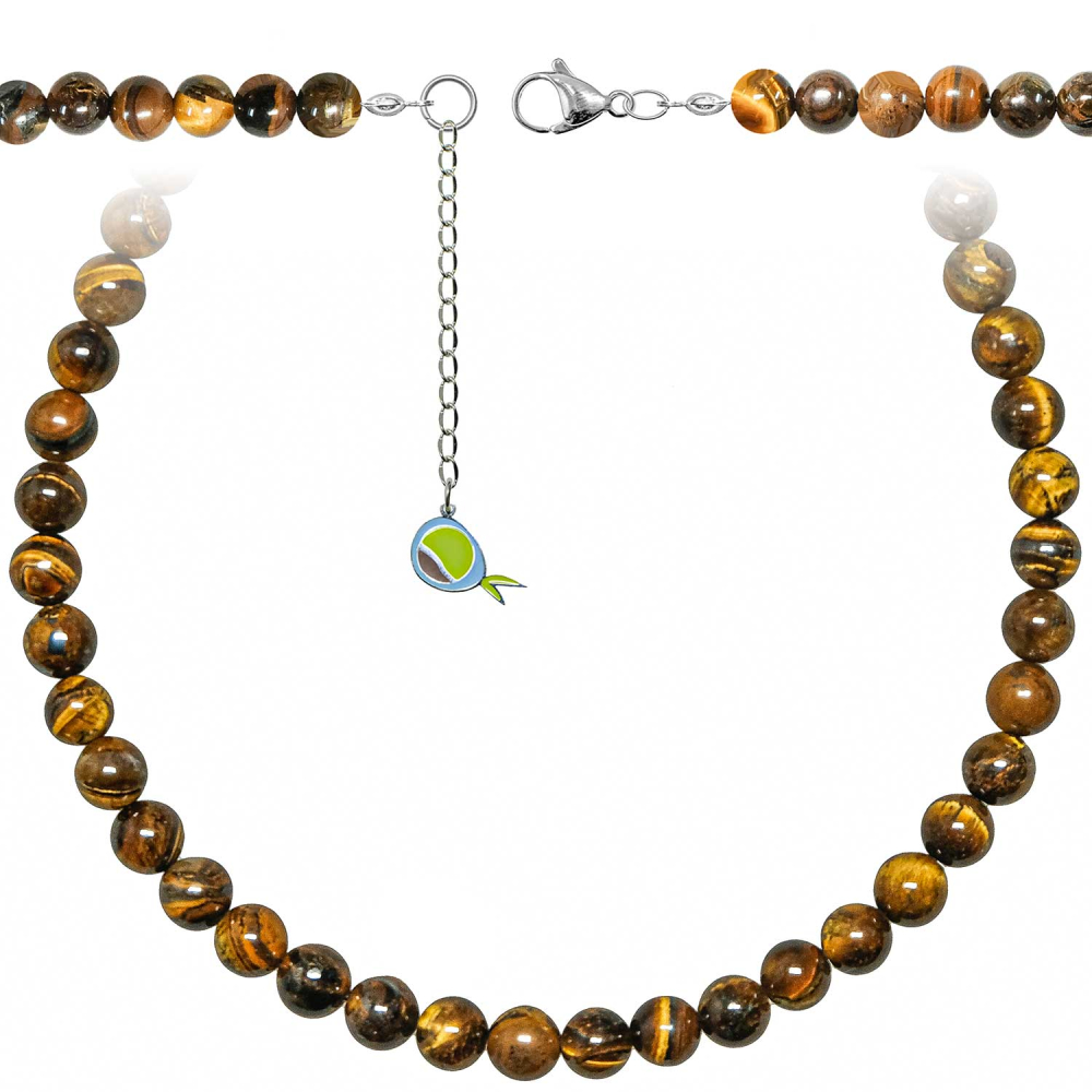 Collier Perles œil De Tigre Avec Pendentif Bouddha Heureux - Neuf Sans Emballage - Style Ethnique Et Zen