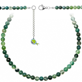 Collier en agate mousse  - Perles rondes 6 mm - 70 cm