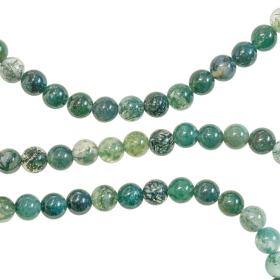 Collier en agate mousse  - Perles rondes 6 mm - 90 cm