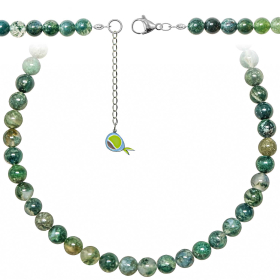 Collier en agate mousse  - Perles rondes 8 mm - 50 cm