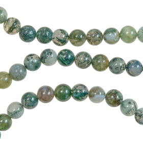 Collier en agate mousse  - Perles rondes 8 mm - 60 cm