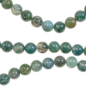 Collier en agate mousse  - Perles rondes 10 mm - 50 cm