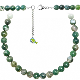 Collier en agate mousse  - Perles rondes 10 mm - 55 cm