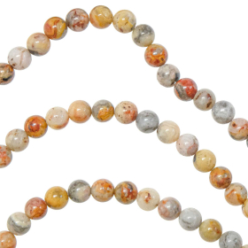 Collier en agate crazy lace - Perles rondes 6 mm - 43 cm