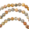 Collier en agate crazy lace - Perles rondes 8 mm - 43 cm