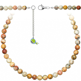 Collier en agate crazy lace - Perles rondes 8 mm - 60 cm