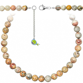 Collier en agate crazy lace - Perles rondes 10 mm - 50 cm