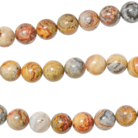 Collier en agate crazy lace - Perles rondes 10 mm - 70 cm
