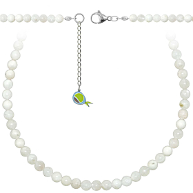 Collier en pierre de lune blanche - Perles rondes 6 mm - 43 cm