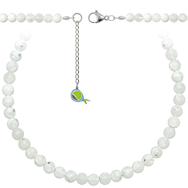 Collier en pierre de lune blanche - Perles rondes 8 mm - 50 cm