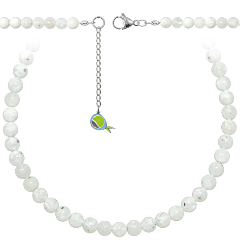 Collier en pierre de lune blanche - Perles rondes 8 mm - 50 cm