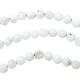 Collier en pierre de lune blanche - Perles rondes 8 mm - 70 cm
