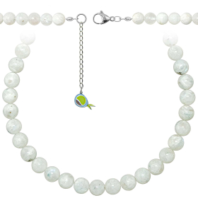 Collier en pierre de lune blanche - Perles rondes 10 mm - 43 cm