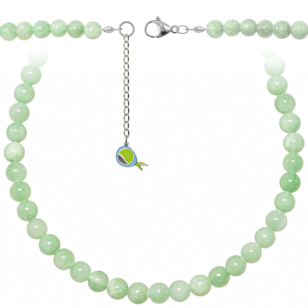 Collier En Perles De Jade Persan De 8 Mm - Neuf, Couleurs Rose Et Blanc, Sans Pendentif
