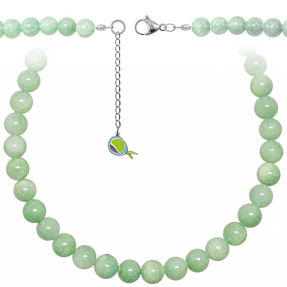 Collier En Jade Vert Véritable Et Argent Sterling .925 - Chaîne à Perles Style Tin Cup, Longueur 16 Pouces