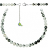 Collier en quartz avec inclusions de tourmaline noire - Perles rondes 8 mm - 43 cm