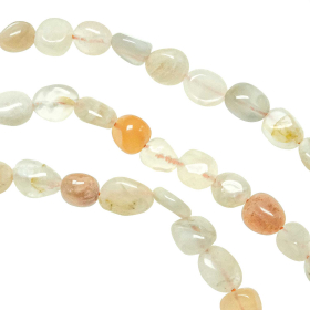 Collier pierre de lune orangée - Perles roulées 8 à 12 mm - 38 cm