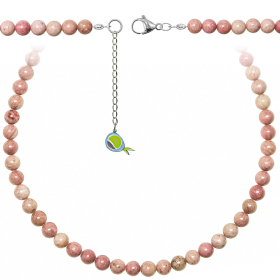 Collier en rhodonite - Perles rondes 6 mm - 43 cm