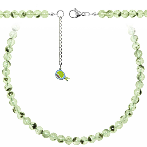 Collier en préhnite épidote - Perles rondes 6 mm - 43 cm