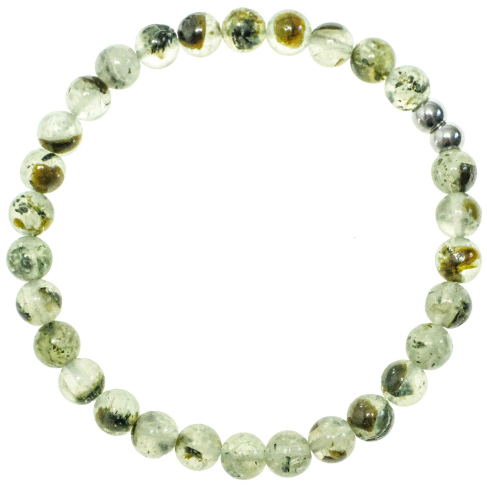 Bracelet en préhnite épidote - Perles rondes 6 mm