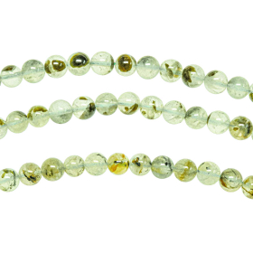 Collier en préhnite épidote - Perles rondes 6 mm - 38 cm