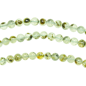 Collier en préhnite épidote - Perles rondes 6 mm - 60 cm