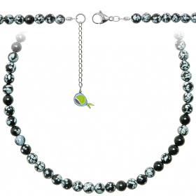 Collier en obsidienne neige - Perles rondes 6 mm - 43 cm