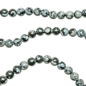 Collier en obsidienne neige - Perles rondes 6 mm - 55 cm